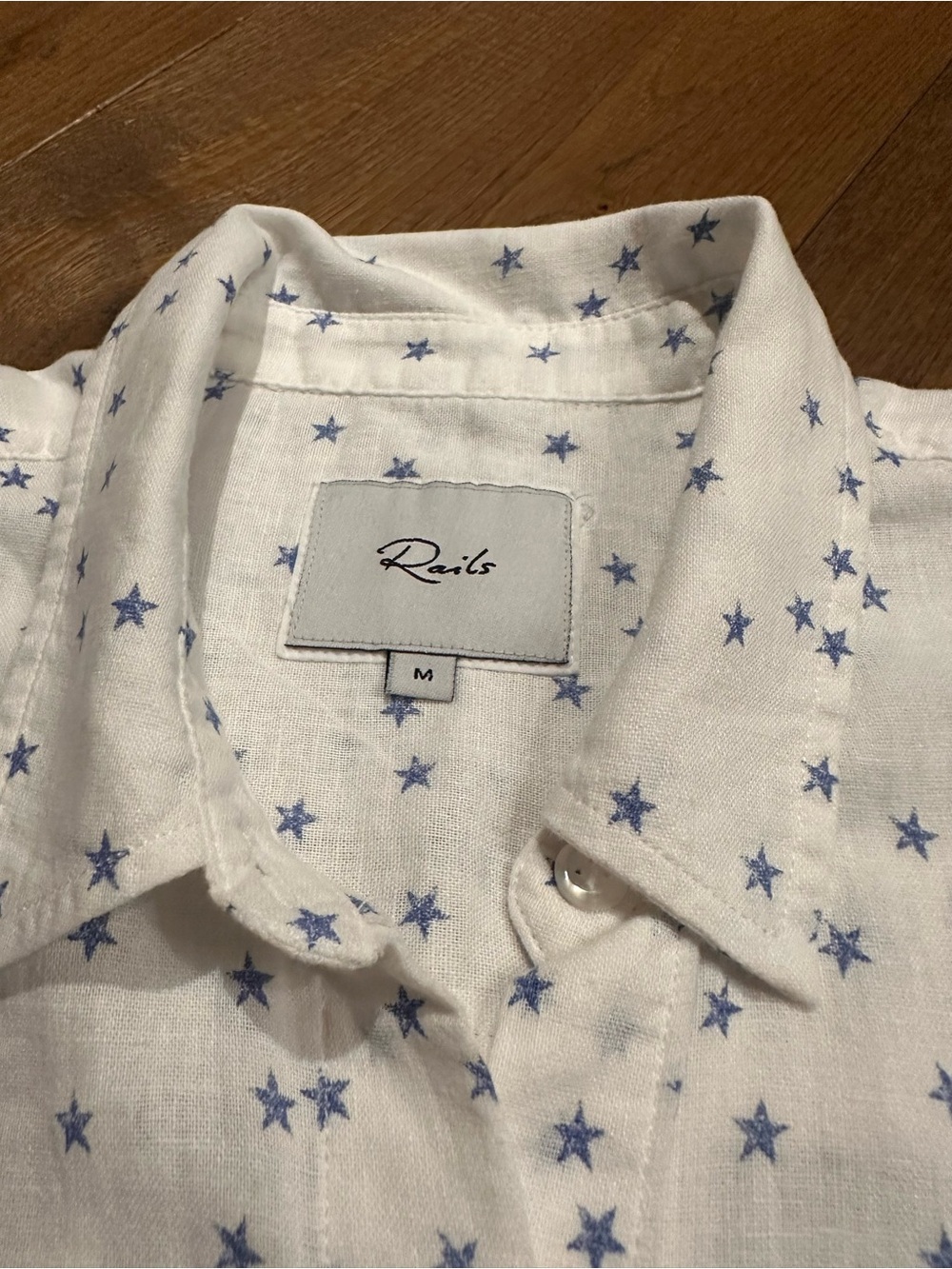 Rails White Button-Down Shirt with Blue Star Print